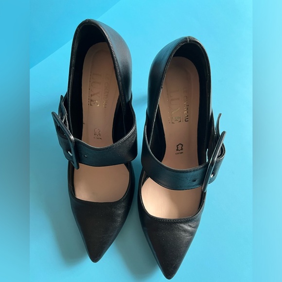 Genuine Leather Black Heels - Picture 3 of 6